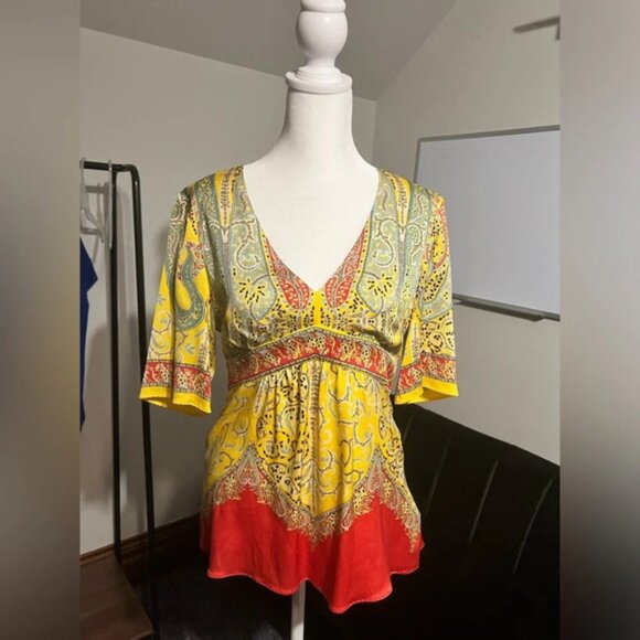 Elie Tahari Paisley Print Blouse l PTP 17 - Picture 1 of 5
